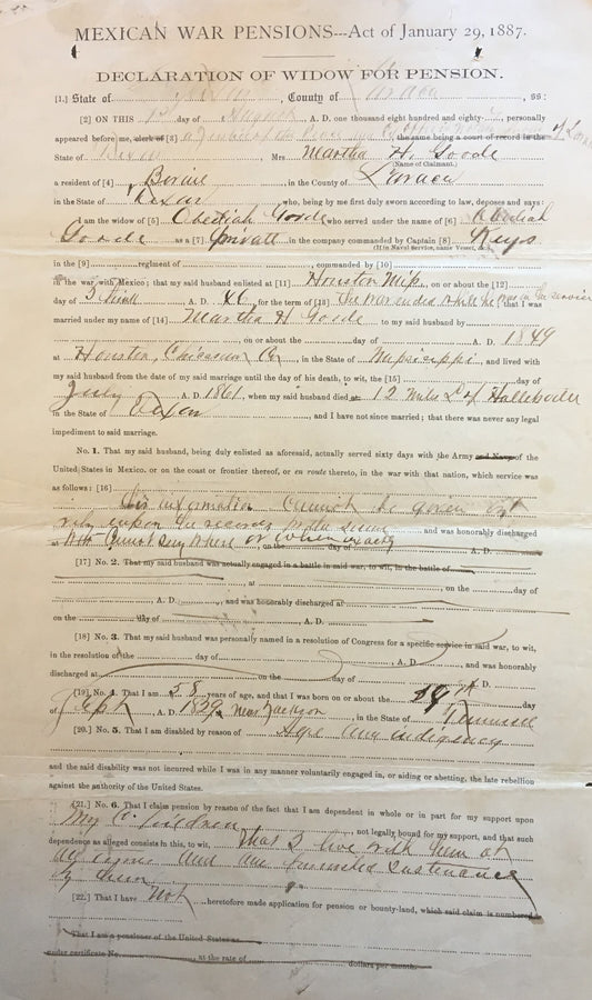 Mexican War Pension File