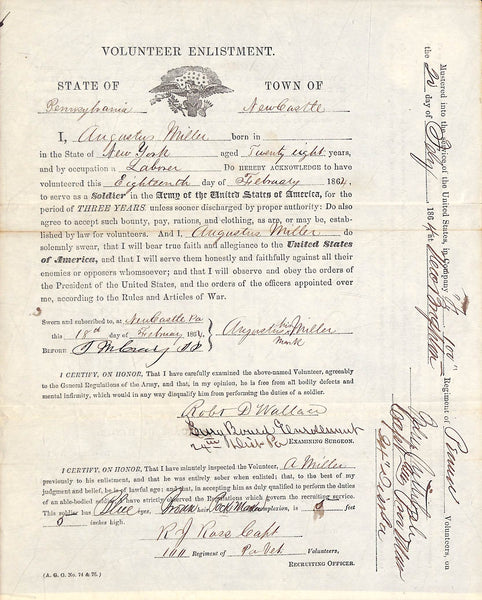Civil War enlistment papers