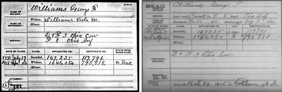 Multiple pension index cards for the same soldier